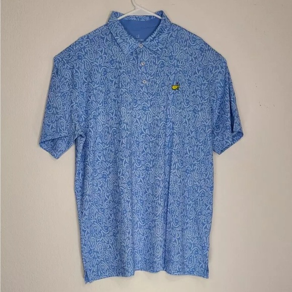 Masters Other - 2023 RARE Masters Tech Paisley Floral Golf Polo Shirt Blue Size XL Mens